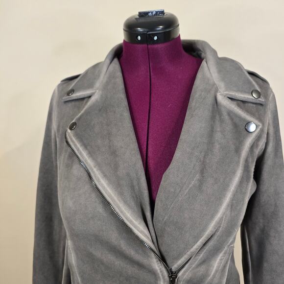 Women's Shinestar Gray Faded Look Suede Cropped Jacket | Size Medium - Picture 5 of 10